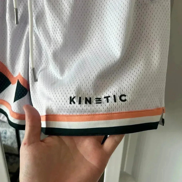 629 Kinetic Men's Mesh Athletic Shorts Size Medium Color White Green - Picture 2 of 4